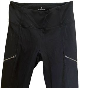 ATHLETA black zipper Leggings - M Like New!